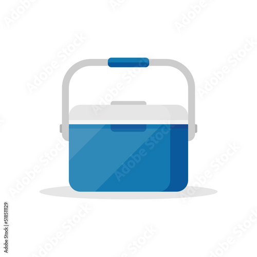 Portable cooler icon in flat style. Car refrigerator vector illustration on isolated background. Ice box sign business concept.