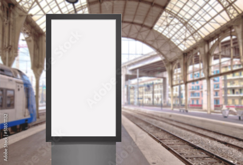 Digital media blank white screen modern panel, signboard for advertisement design in airpost, gallery. Mockup photo