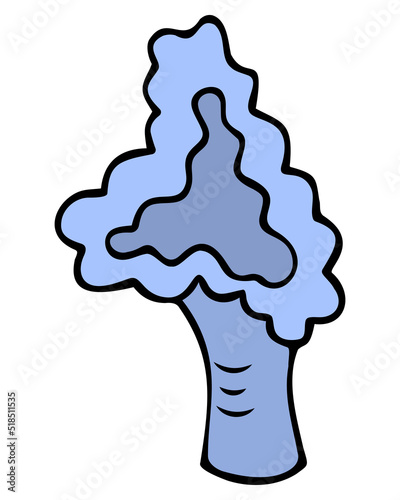 SSoft coral. Sarcophyton with wavy edges. Leathery coral. Marine invertebrate organism. Color vector illustration. Cartoon style. Isolated background. An idea for web design.