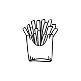 French Fries line icon illustration. Fast Food hand drawn illustration.