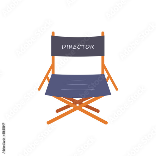 A director movie chair on isolated white background. Colored vector flat illustration