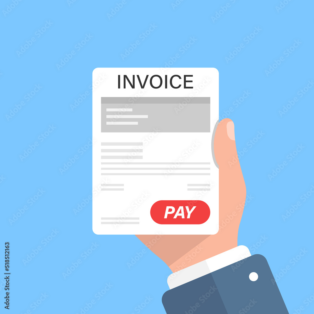 Invoice Transaction Vector Invoice in hand illustration in flat style. Transaction document vector ...