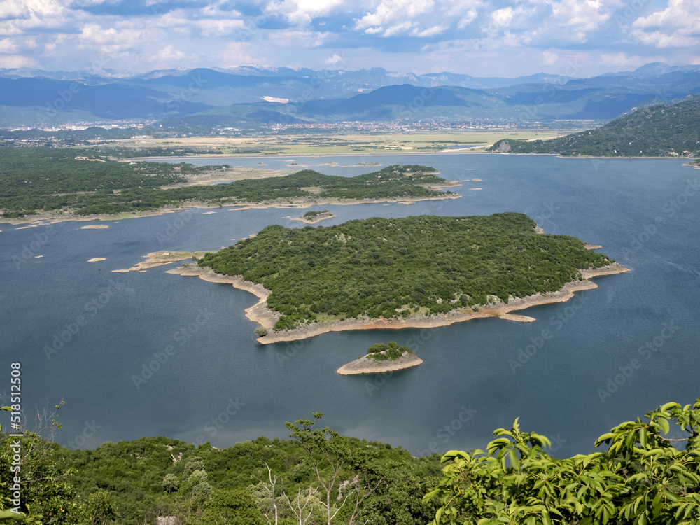 Obraz premium Lake Slansko near Vidikovac, has many islands. Albania