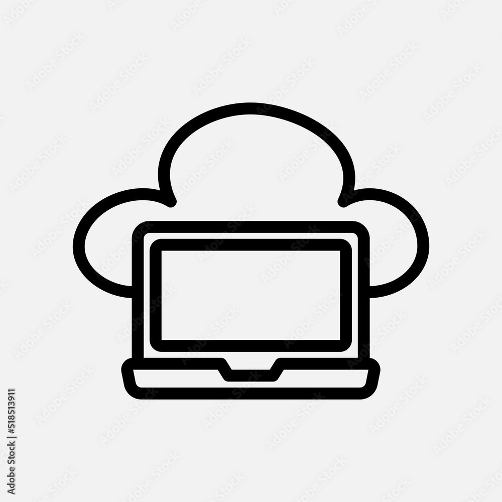 Laptop icon in line style about cloud computing, use for website mobile app presentation Laptop icon in line style about cloud computing, use for website mobile app presentation