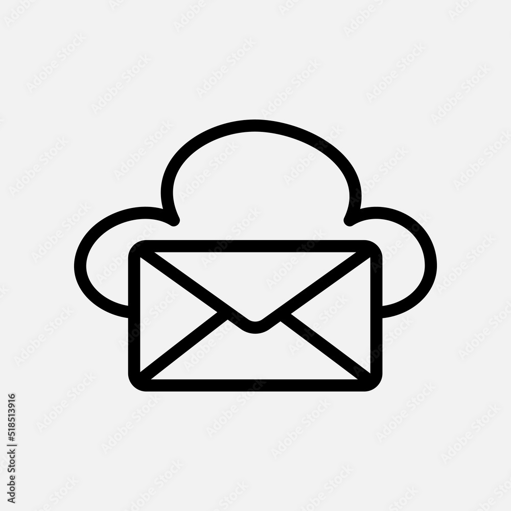 Email icon in line style about cloud computing, use for website mobile app presentation