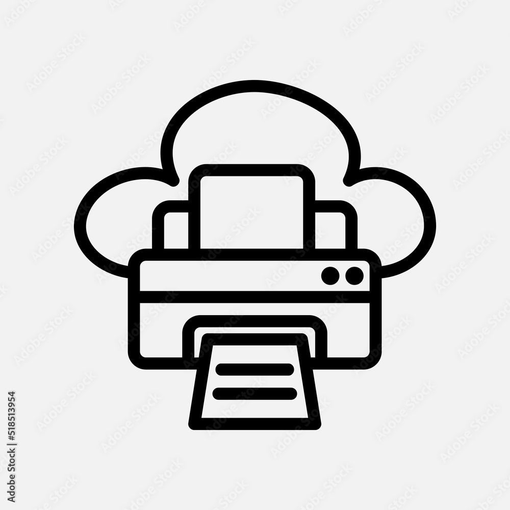 Print icon in line style about cloud computing, use for website mobile app presentation Print icon in line style about cloud computing, use for website mobile app presentation