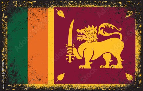 Old dirty grunge vintage srilanka flag illustration
