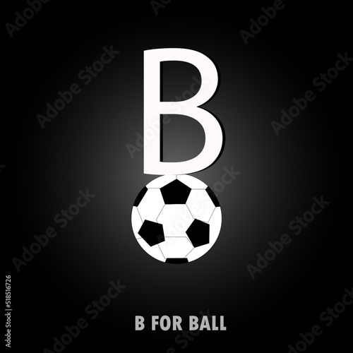 Fototapeta Naklejka Na Ścianę i Meble -  B for Ball with sign of ball design. isolated on black. EPS10.