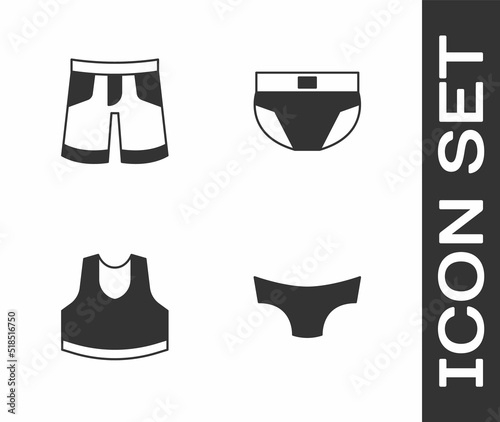 Set Men underpants  Short or  Undershirt and icon. Vector