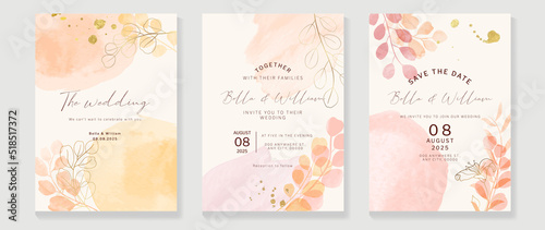 Fotografia Luxury fall wedding invitation card template