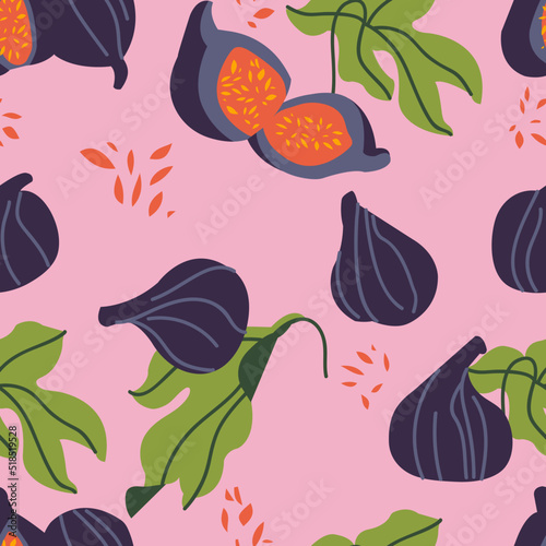 Vector seamless pattern with fig fruits. Abstract design for paper, cover, fabric.