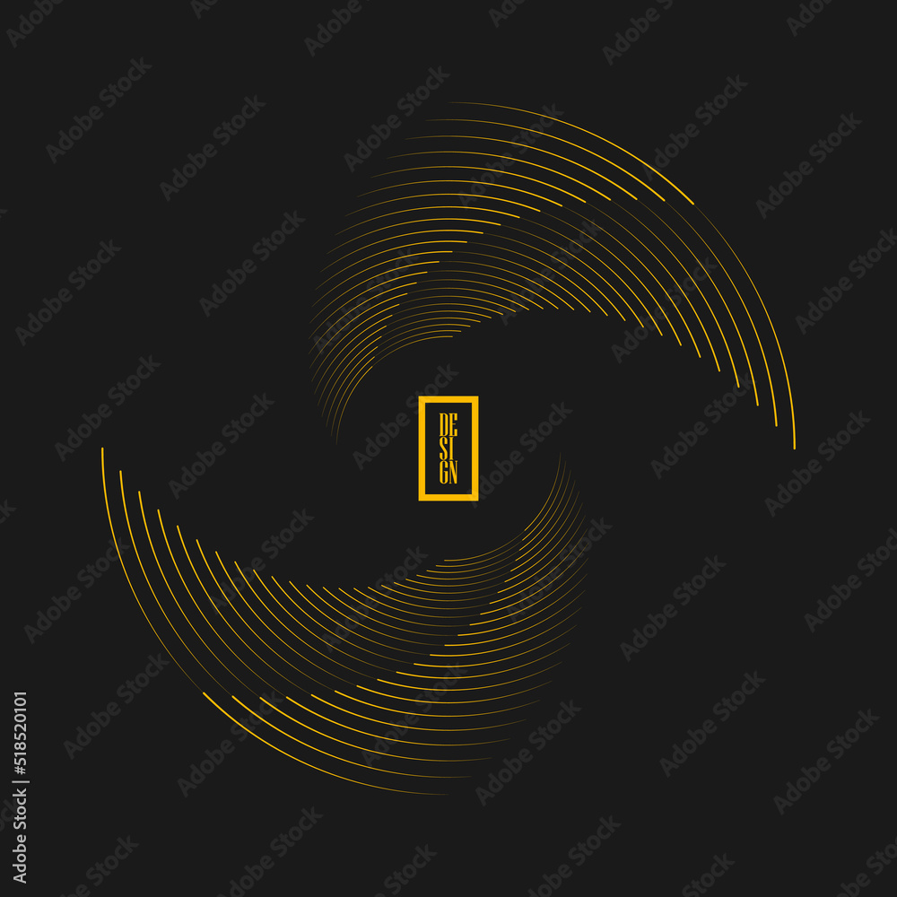 Yellow lines in circle form. Trendy design element for frame, logo