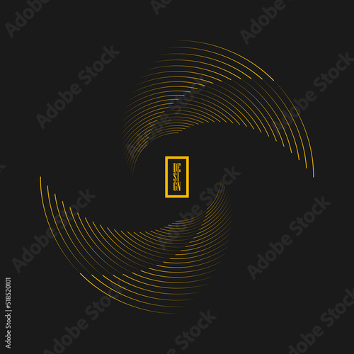 Yellow lines in circle form. Trendy design element for frame, logo, tattoo, sign, banners, web, prints, posters, template, pattern and abstract background
