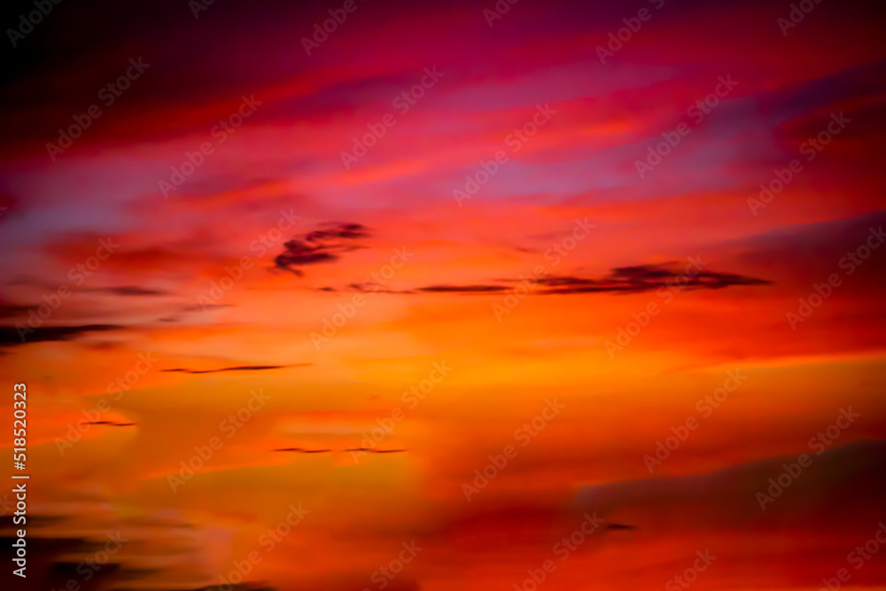 Blur Background, beautiful orange evening sky used for background.