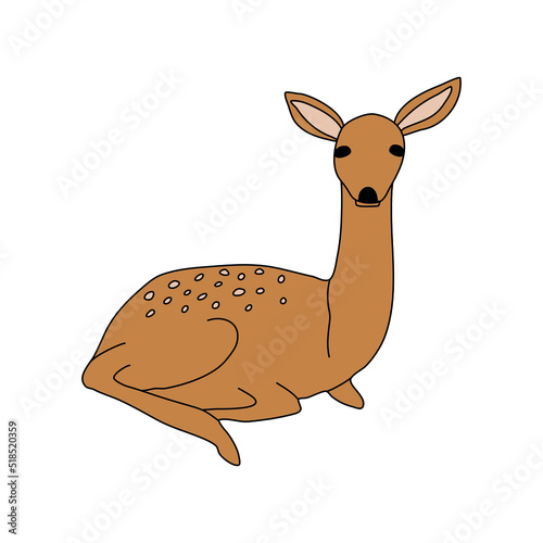 Vector isolated cute character. Cartoon deer. Colored flat illustration for your creativity.
