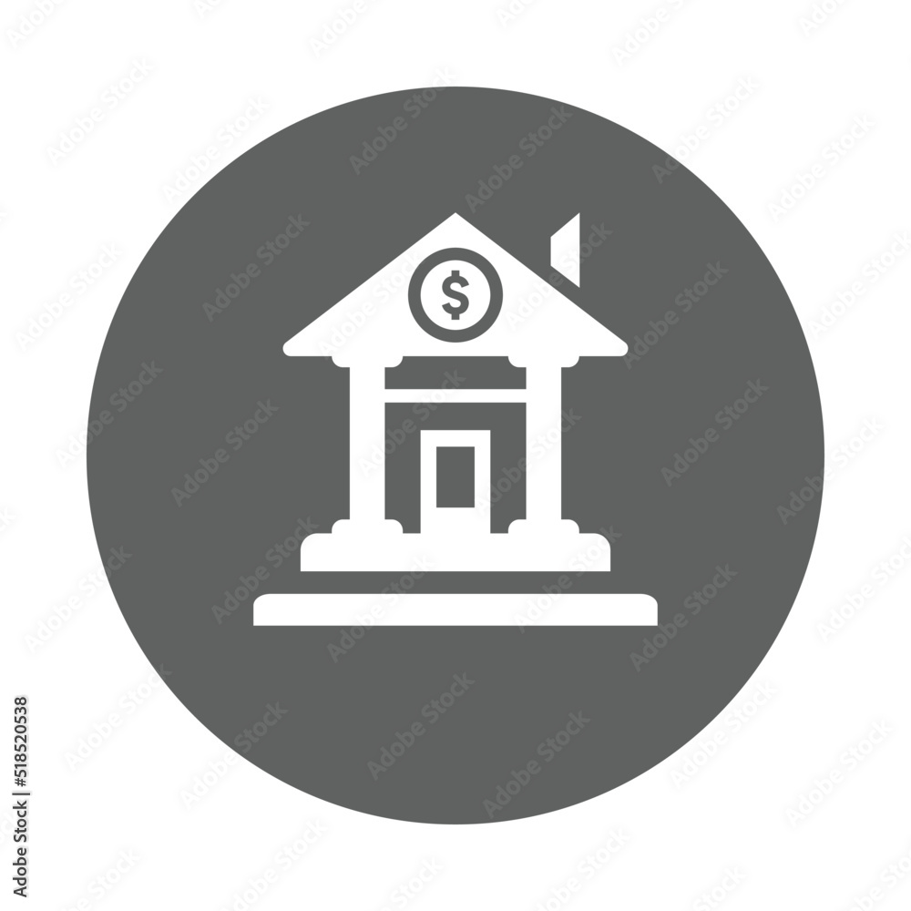 Fototapeta premium Bank, building, banking icon. Gray vector graphics.