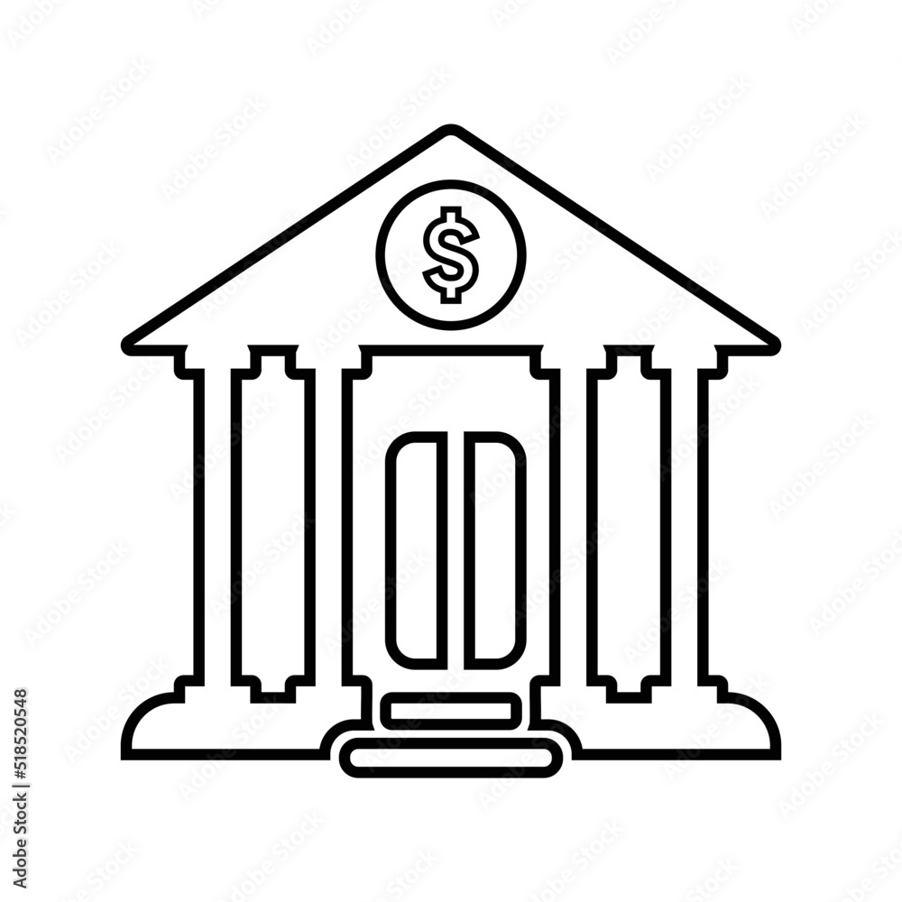 Financial center, bank building line icon. Outline vector. Financial center, bank building line icon. Outline vector.