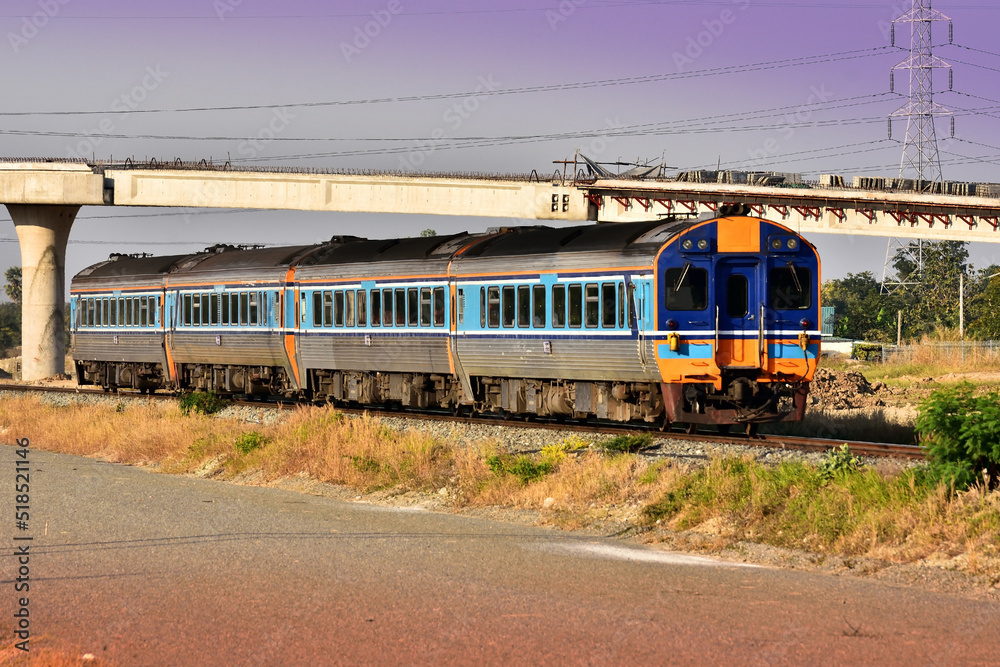 Fototapeta premium Diesel railcar on the railway in Thailand