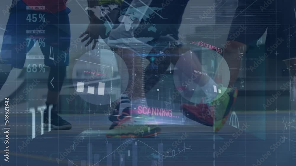 custom made wallpaper toronto digitalAnimation of graphs and scanning over legs of diverse male basketball players