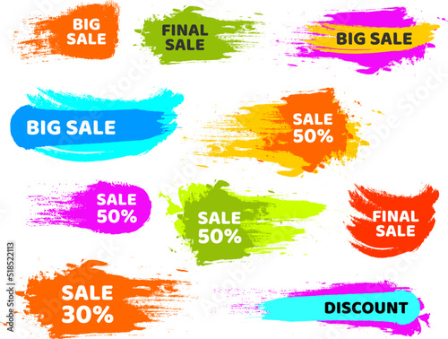 Big sale badge label set grunge ribbon