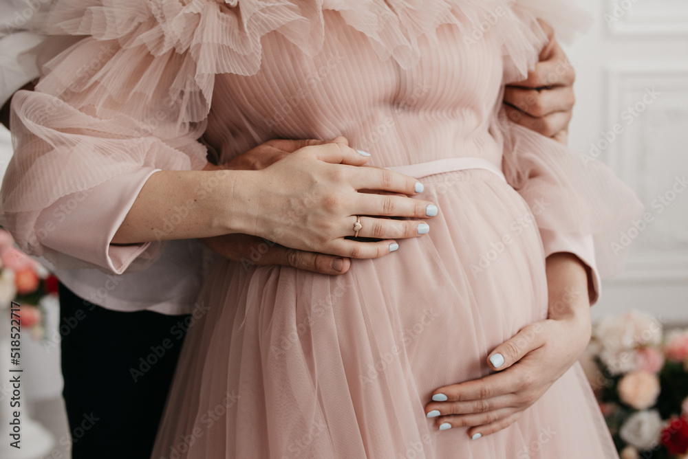 Background about pregnancy with belly - obrazy, fototapety, plakaty 
