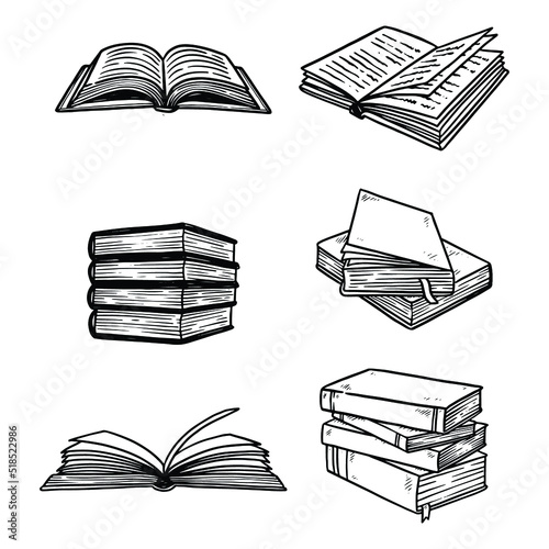 set of book hand drawn illustration vector