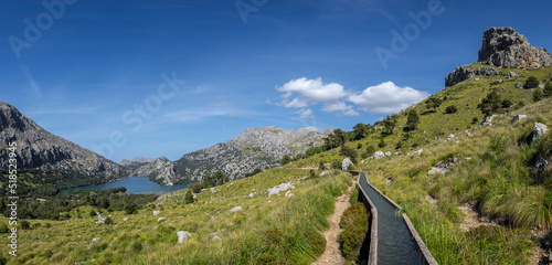 Canal de transvase del embalse de Gorg Blau al embalse de Cuber, Escorca, Paraje natural de la Serra de Tramuntana, Mallorca, balearic islands, Spain