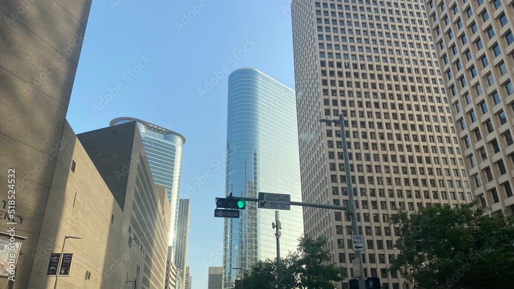 HOUSTON, TEXAS - March, 2022: Houston city downtown empty area.