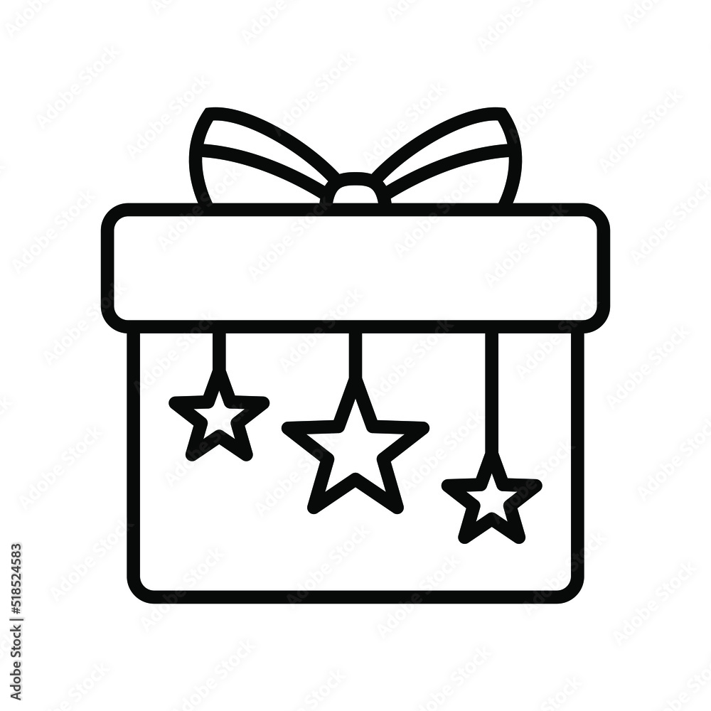 Present gift box with stars icon. Vector isolated element. Christmas gift icon illustration vector symbol. Surprise present design. Stock vector. Present gift box with stars icon. Vector isolated element. Christmas gift icon illustration vector symbol. Surprise present design. Stock vector.