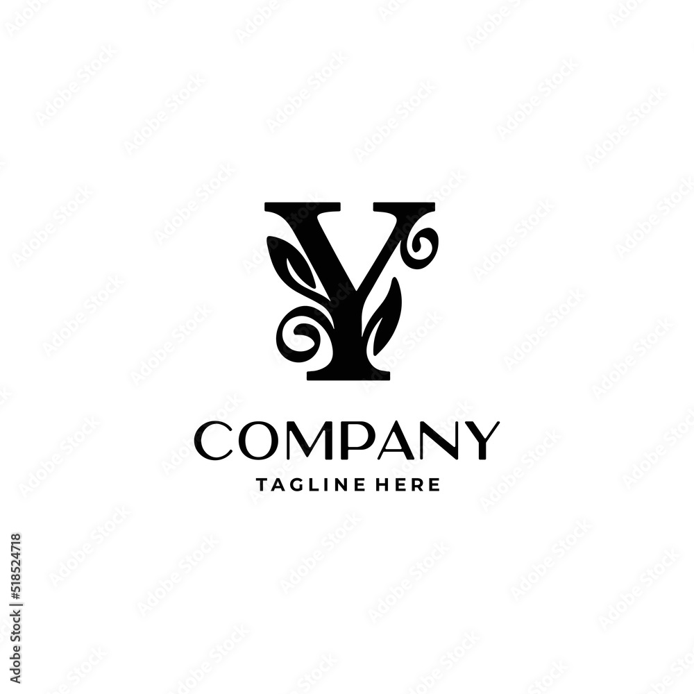 letter y logo design monogram with flourish decoration vector