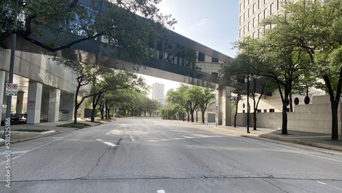 HOUSTON, TEXAS - March, 2022: Downtown empty city area.