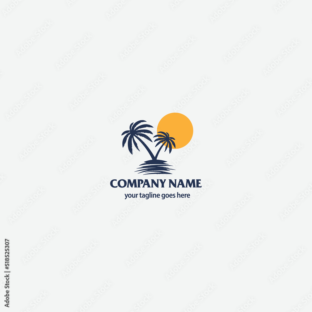 Palm trees silhouette emblems.summer logo. logo travel company, travel agency. Vector illustration. icon sign. design element