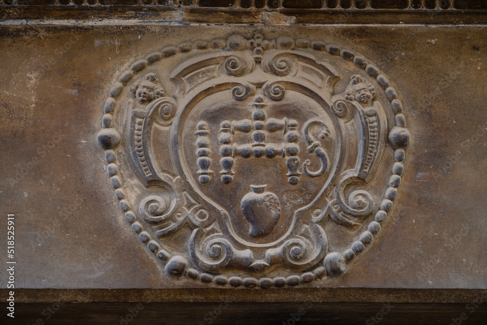 Obraz premium anagrama de Jesucristo, Portal del Forn de Ca na Mosca, alrededor del siglo XIX, Felanitx, Mallorca, balearic islands, Spain
