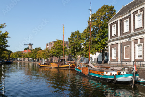 View of the old harbor in the center of Schiedam. photo