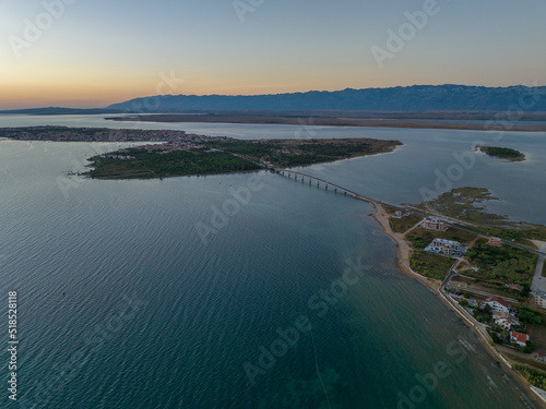 Croatia - Vir island from drone view at sunset time