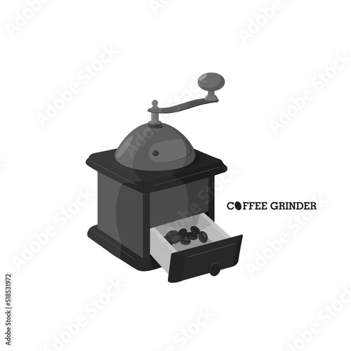 the gray flat vintage retro isolated coffee grinder