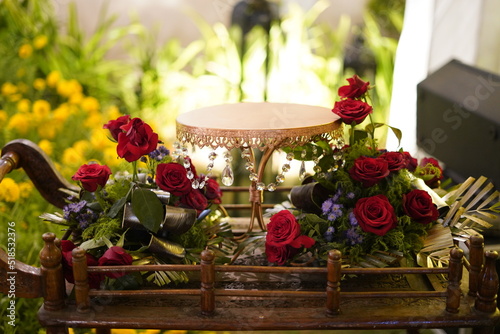 aAnew tradtional wedding decoration style. SELECTIVE FOCUS ,SHALLOW DEPTH OF FIELD, FOLLOW FOCUS, OR BLUR. photo