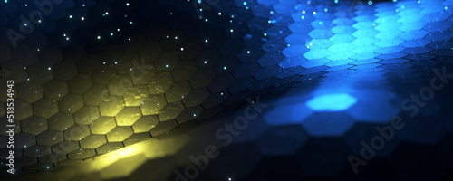 Bild auf Leinwand Abstract background from metallic hexagons. 3d render.