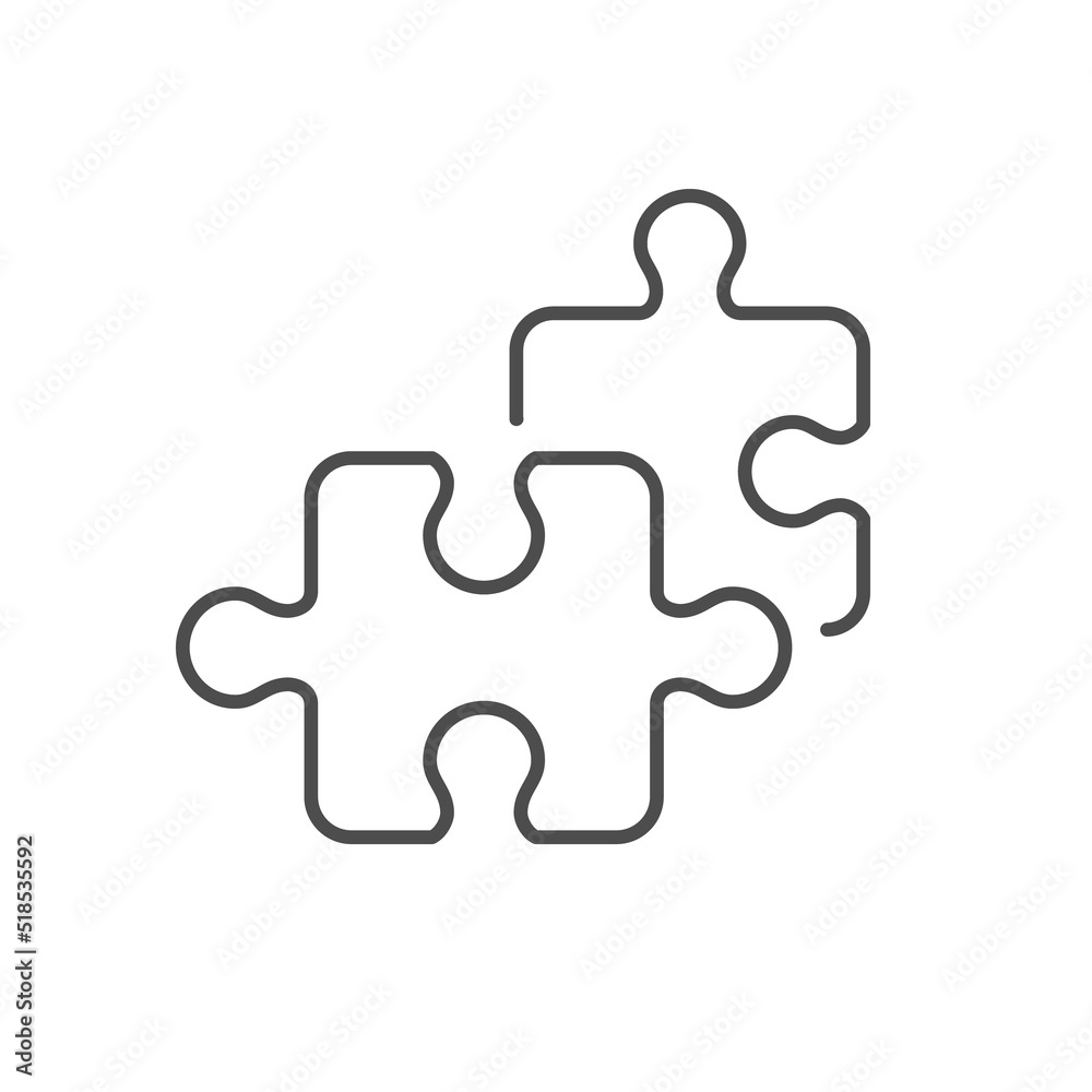 Puzzle pieces line outline icon