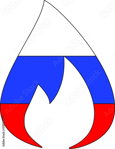 vector gas icon , illustration of gas icon with Russian flag white red and blue