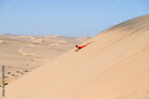 Sand boarding in Namibia