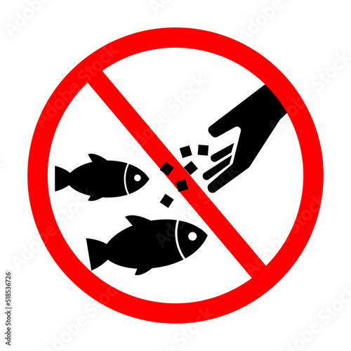 Do not feed the fish sign on a white background. Vector illustration.