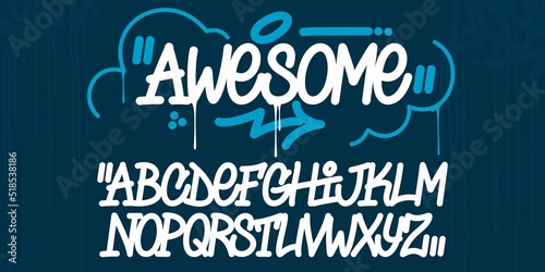 Bold Abstract Handwritten Hiphop Graffiti Street Art Style Font Alphabet Vector Illustration Template