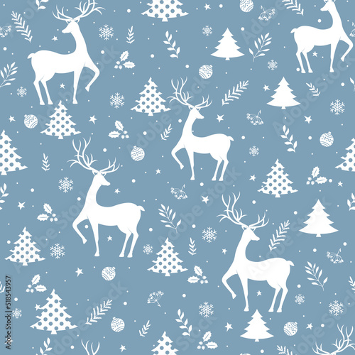 Seamless pattern with deer. Christmas seamless pattern background © barberry