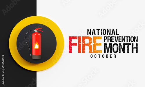 National Fire Prevention month is observed every year in October, to raise fire safety awareness, and help ensure our home and family is protected. 3D Rendering