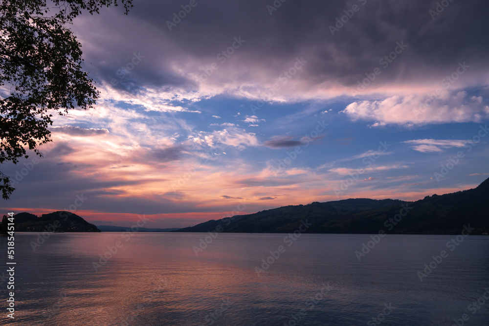 Sunset over Lake Brienz, Switzerland. Sunset over Lake Brienz, Switzerland.