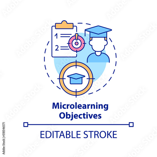 Microlearning objectives concept icon. Micro learning module abstract idea thin line illustration. Targeted information. Isolated outline drawing. Editable stroke. Arial, Myriad Pro-Bold fonts used