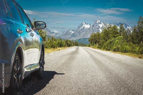 car for traveling with a mountain road