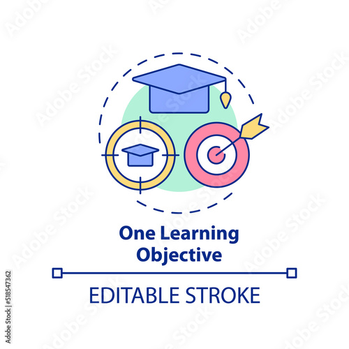 One learning objective concept icon. Microtraining aspect abstract idea thin line illustration. Student achievement. Isolated outline drawing. Editable stroke. Arial, Myriad Pro-Bold fonts used