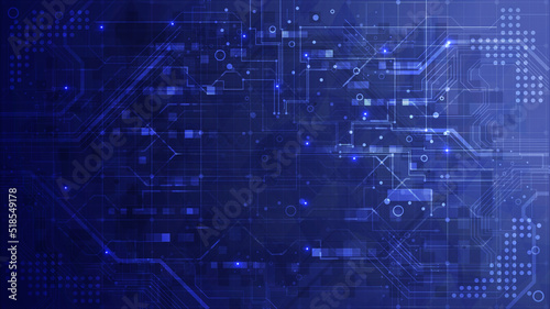 Abstract hi-tech background. Virtual reality technology innovation. Circuit board. Geometric shapes of data. Screen for Placeholder, landing page and template website